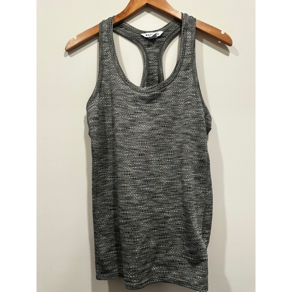 Athleta Gray Space Dye Mesh Knit Racerback Tank Top Womens Small Activewear